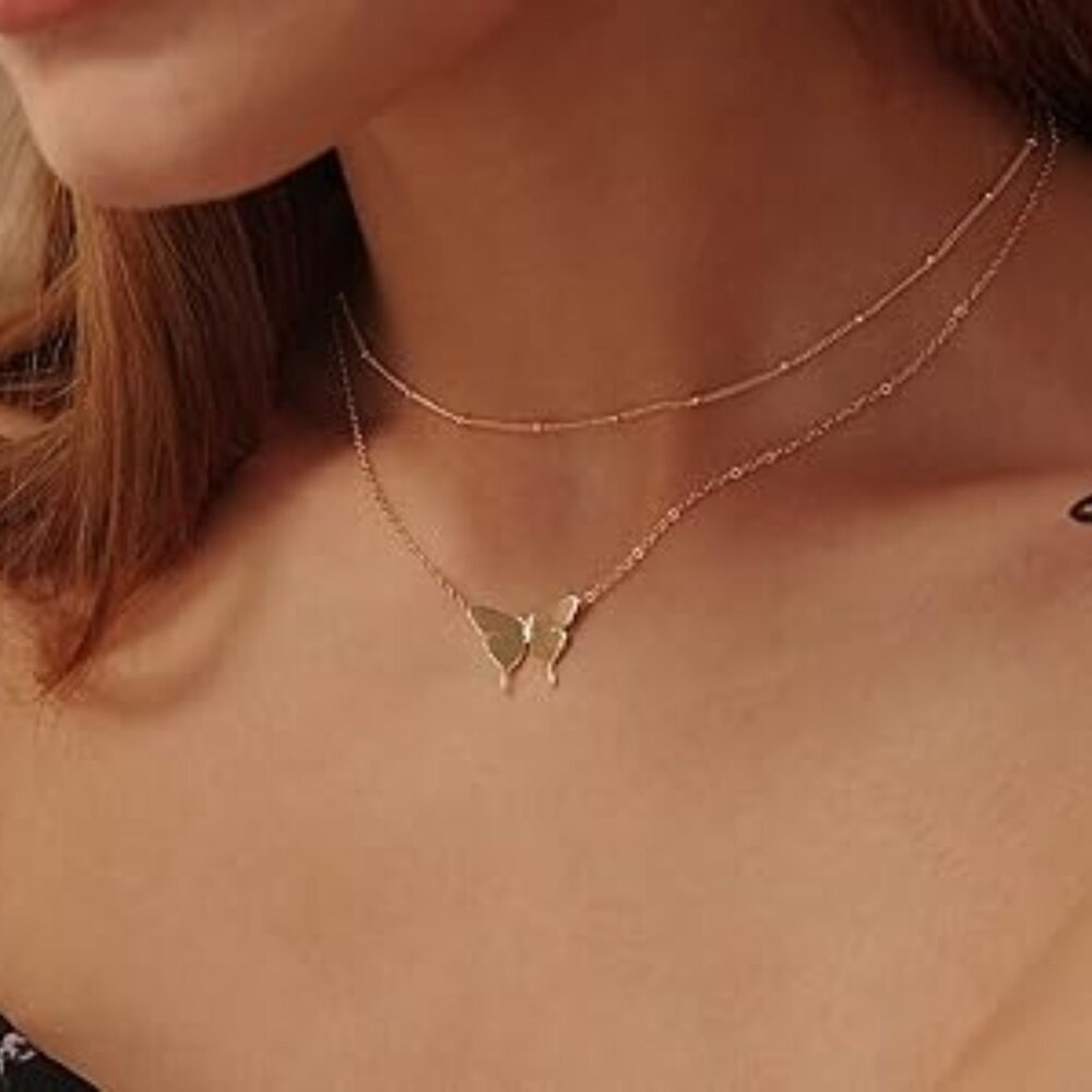 Neiman Marcus 18k Gold Plated Butterfly Necklace - Picture 2 of 4